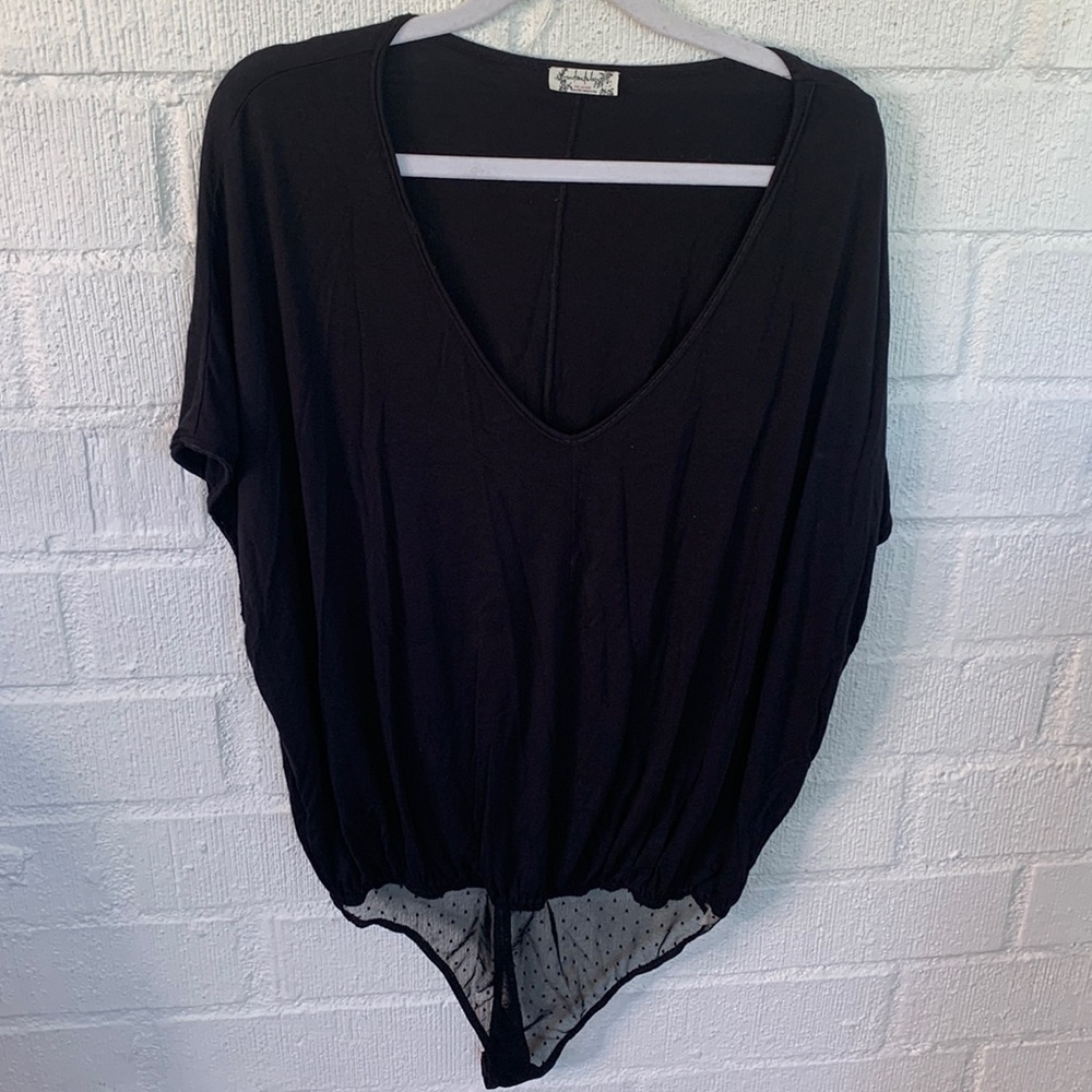 Free People Intimately Loose Fit Black Thong Bodysuit size Small